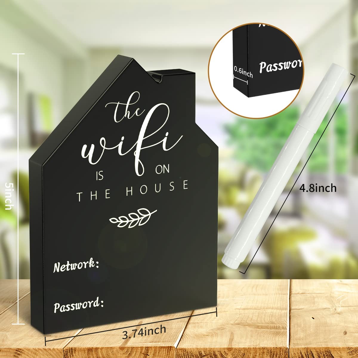 Wifi Password Sign for Home Wooden Table Wifi Sign Wooden Freestanding Chalkb…