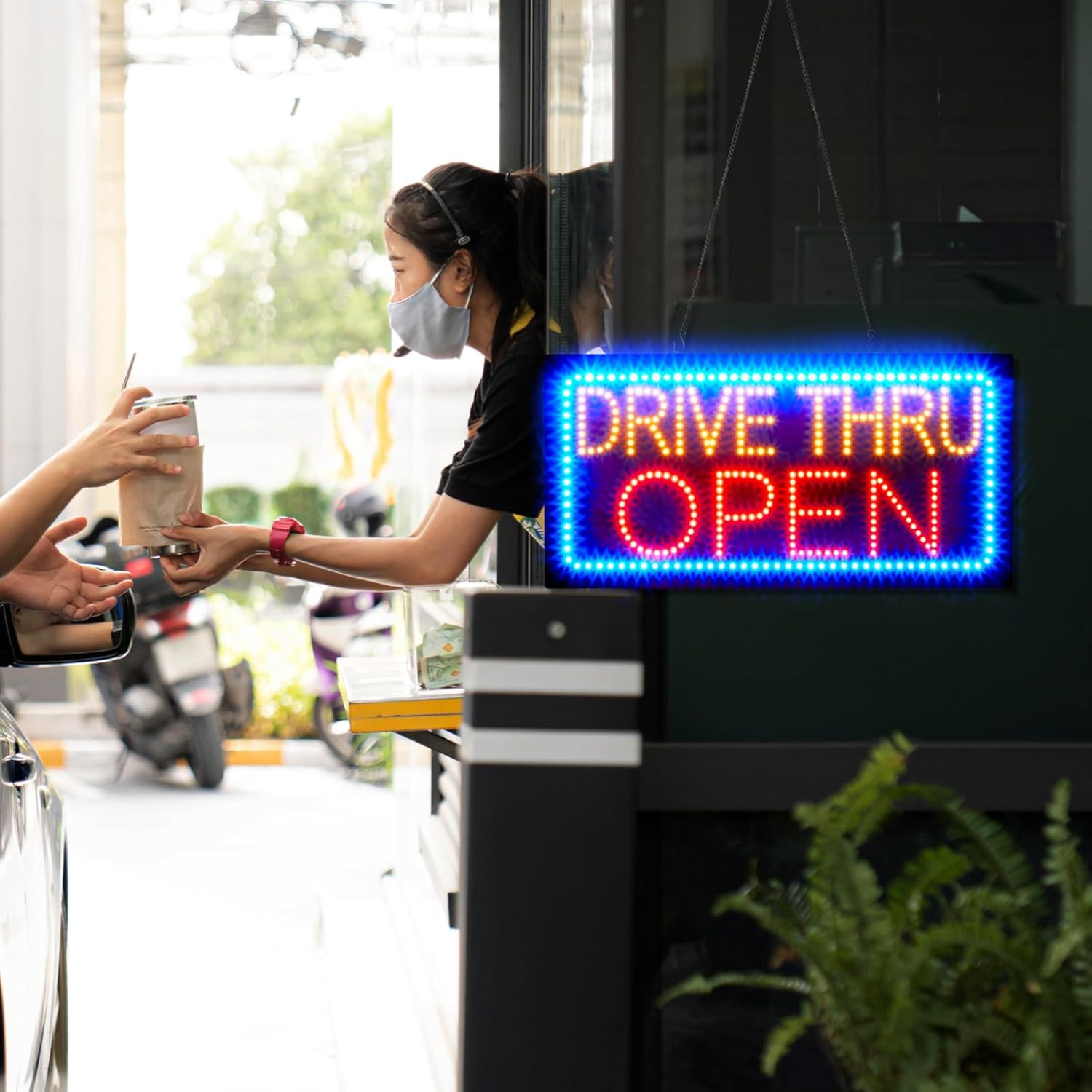 24&Prime; X 12&Prime; LED Drive Thru Open Sign for Fast Food & Restaurant Display