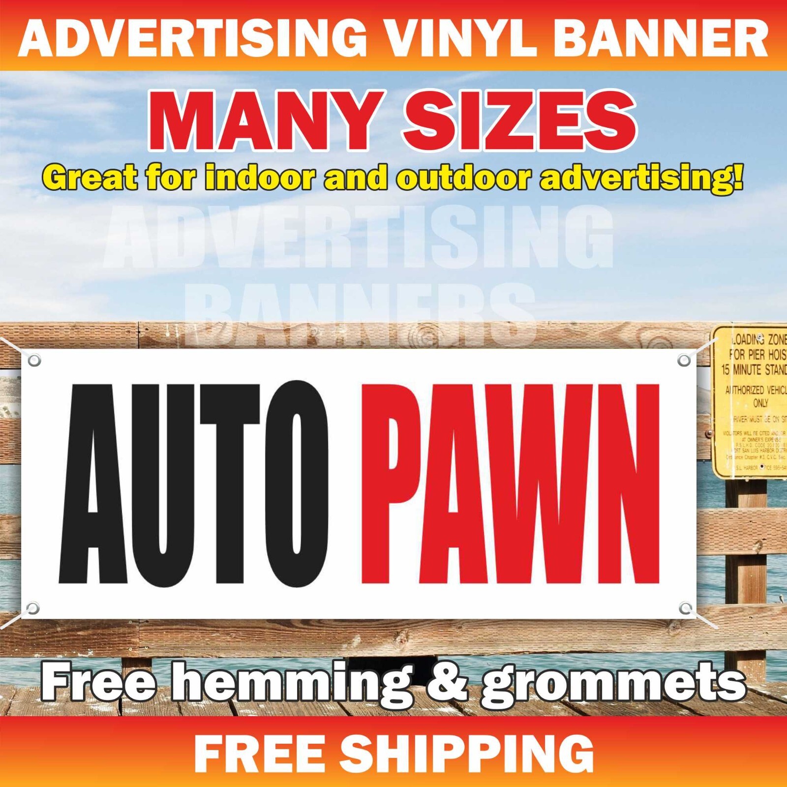AUTO PAWN Advertising Banner Vinyl Sign shop loan cash credit deposit finance