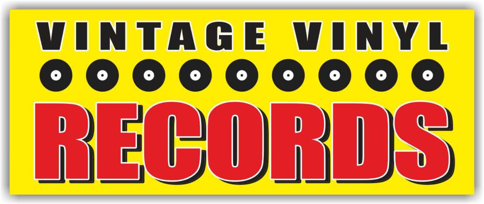 VINTAGE RECORDS Advertising Banner Vinyl Mesh Sign Music Antique Rare Albums