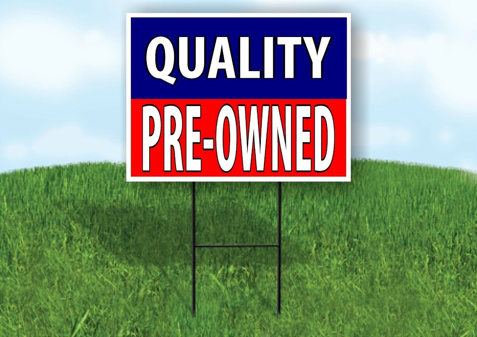 QUALITY PREOWNED BLUE RED Yard Sign with Stand LAWN SIGN