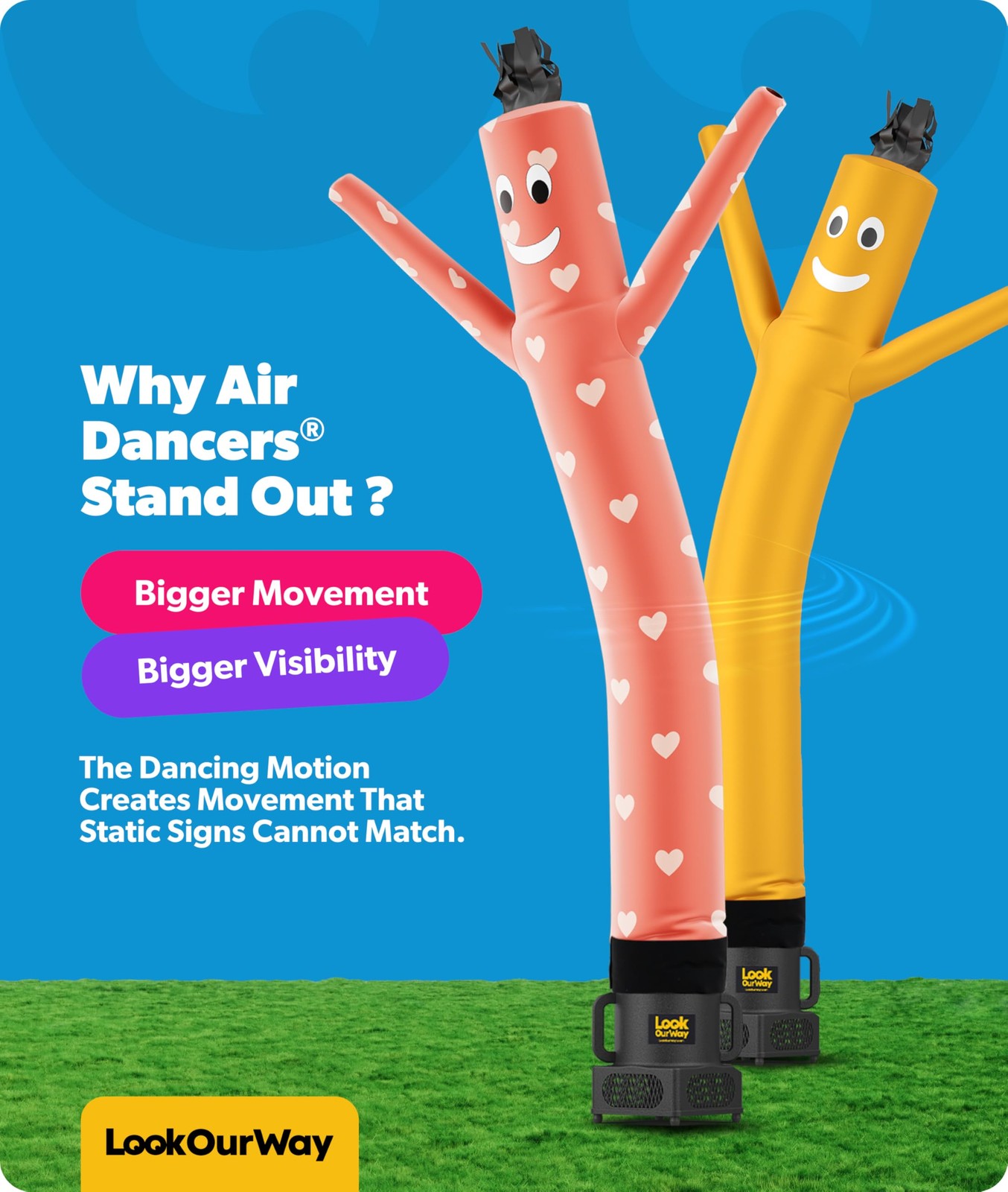 LookOurWay Air Dancers Wacky Waving Inflatable Tube Man Attachment – 6 Feet T…