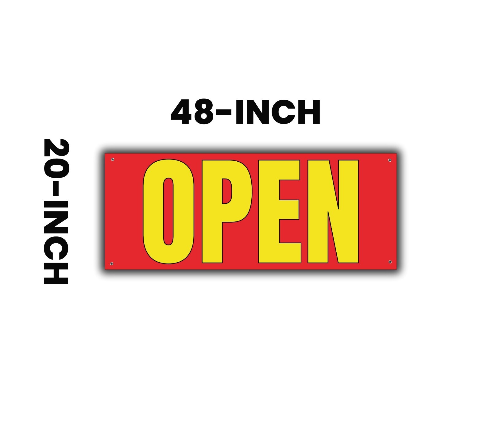 Open Banner 48×20 Inches Durable Material Easy Installation Bright Red