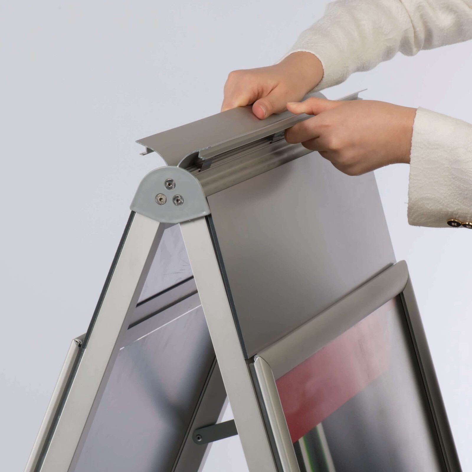 Double Sided Sandwich Board Silver A-Frame 30×40&Prime; Sidewalk Aluminum Sign Holder