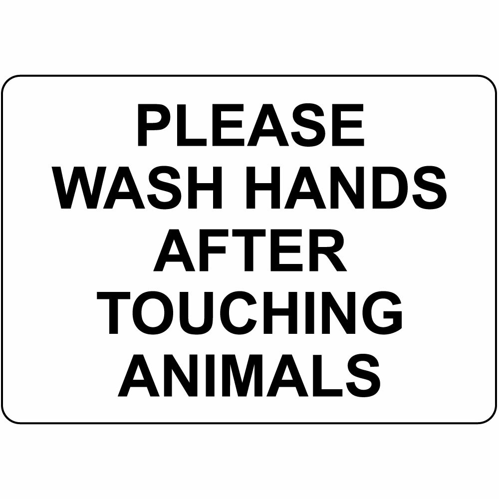 Horizontal Metal Sign Multiple Sizes Please Wash Hands After Touching Animals