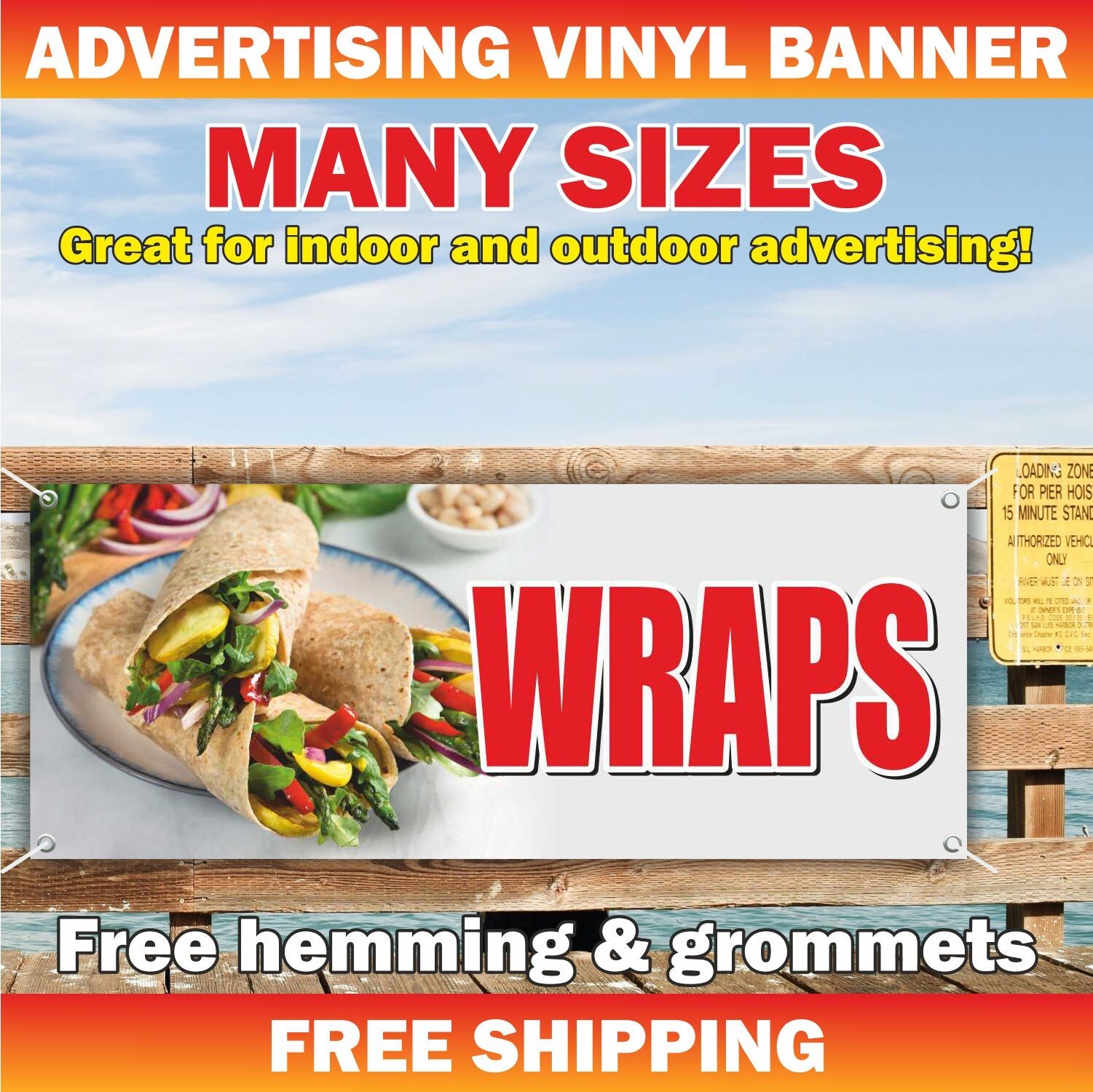 WRAPS Advertising Banner Vinyl Sign Chicken Meat Fast Food Fair Carnival Buffet