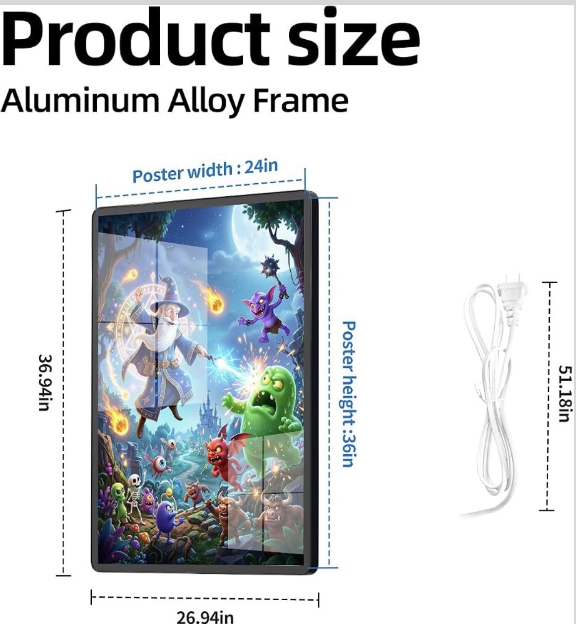 LYAYAN LED Backlit Light Box Frame Picture for Movie Posters 24 x 36 in Black