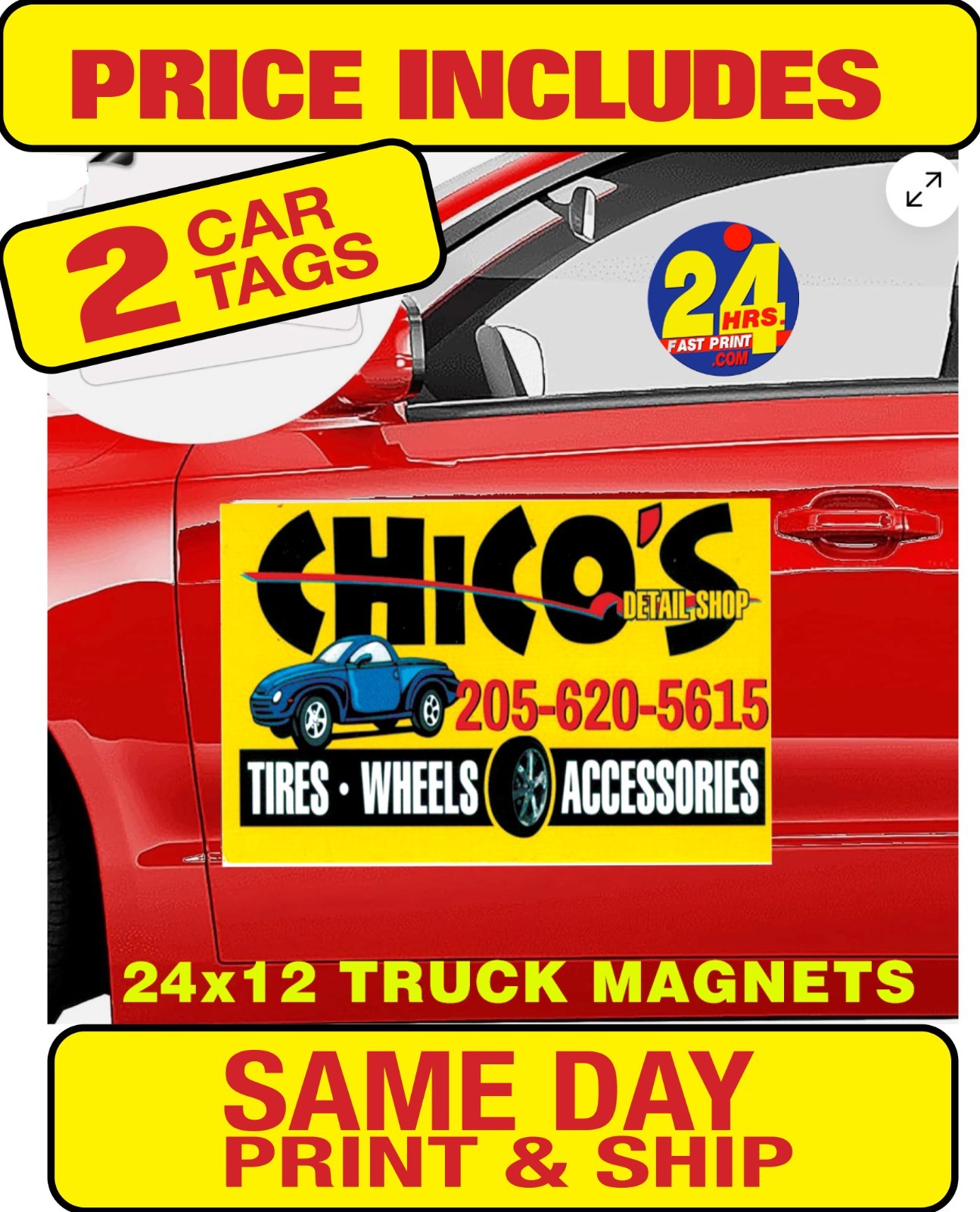 2 PER SETS – 12×18 IN CUSTOM CAR MAGNET MAGNETIC AUTO TRUCK SIGN MADE IN THE USA
