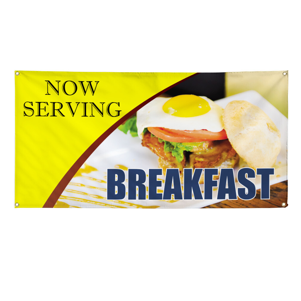 Vinyl Banner Multiple Sizes Now Serving Breakfast Advertising Printing G Outdoor