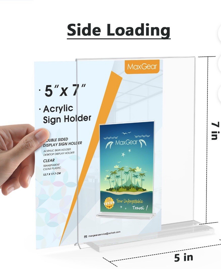 MaxGear Acrylic Sign Holder 5×7 Inches 6 Pack Vertical Display Clear Upright EUC
