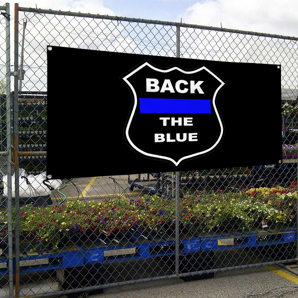 Vinyl Banner Multiple Sizes Back The Blue Black Police Cop Lifestyle Outdoor