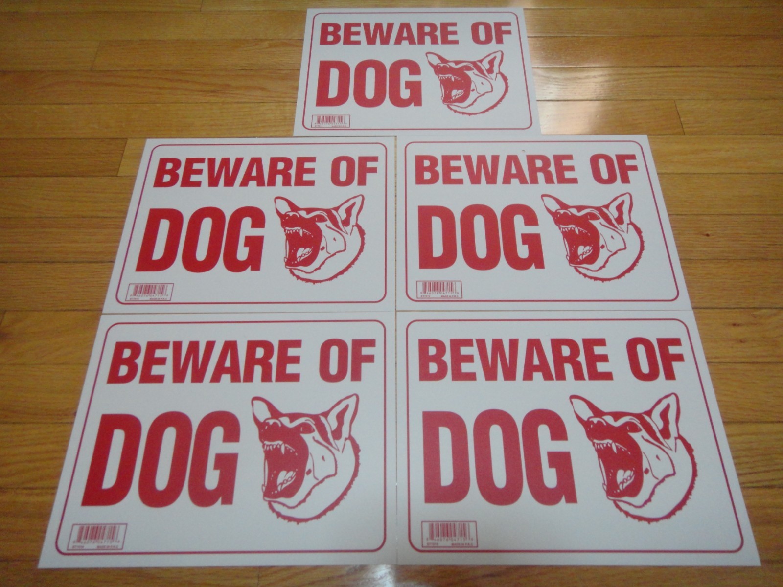 5 Pcs Red & White Flexible Plastic « BEWARE OF DOG » Sign 9 x 12 Inch US Seller