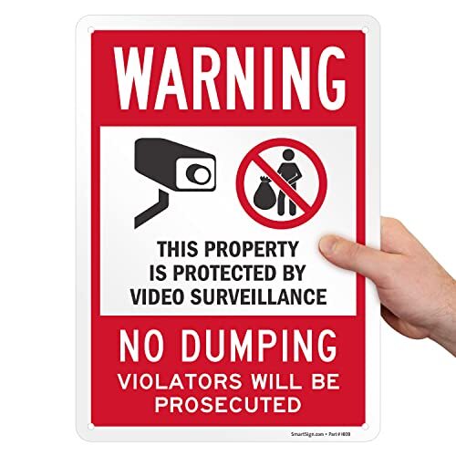 « Warning – This Property Is Protected By 10&Prime; x 14 » Non Reflective Aluminum