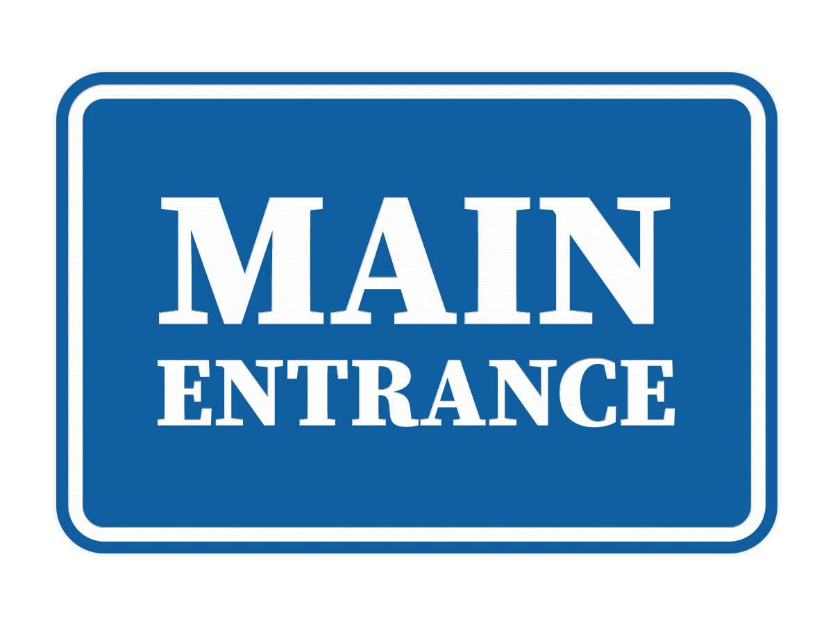 Medium Blue Classic Framed Main Entrance Sign Business Office Building Wall