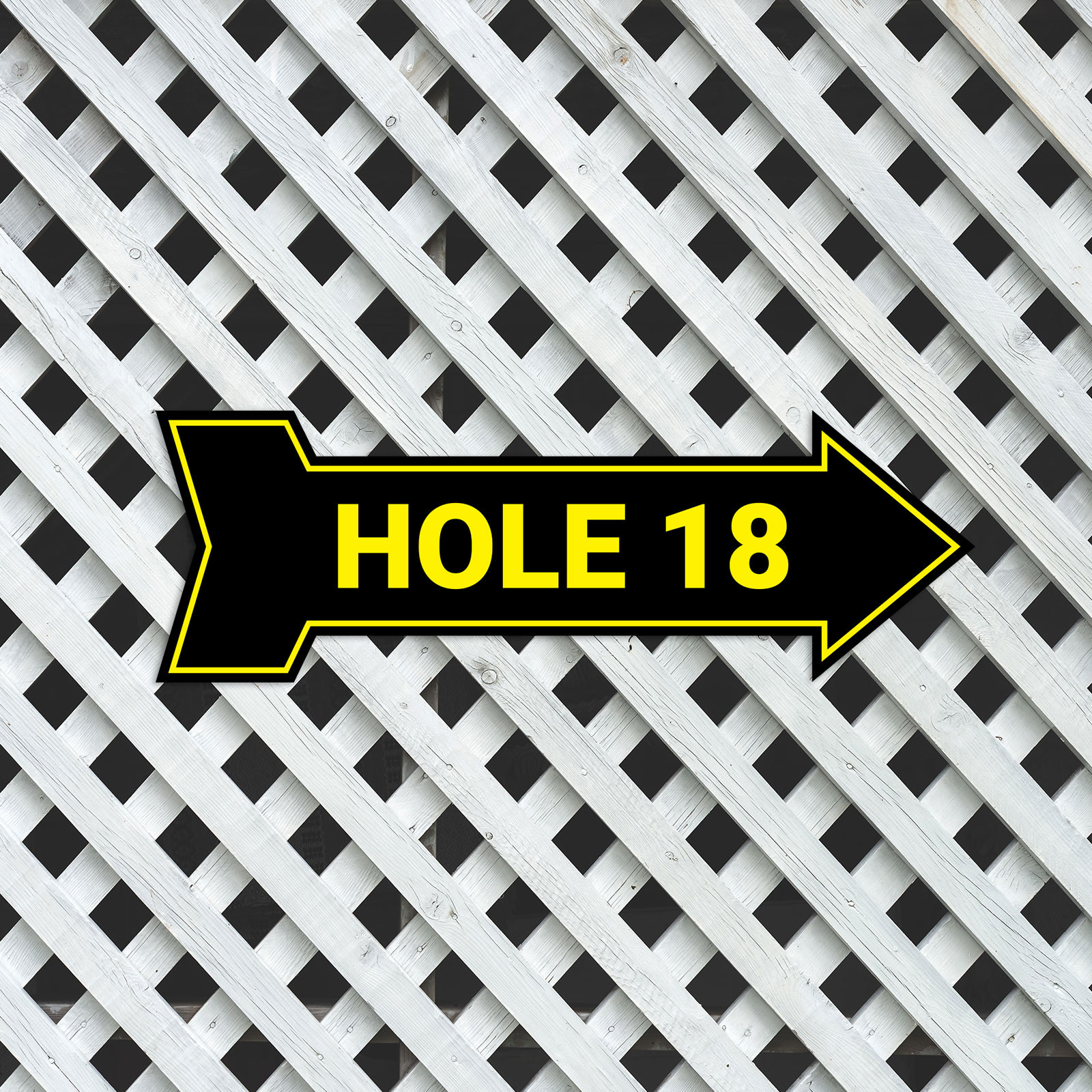 Arrow Shape Hole 18 12×4&Prime; Wall or Door Sign | Golf Signage