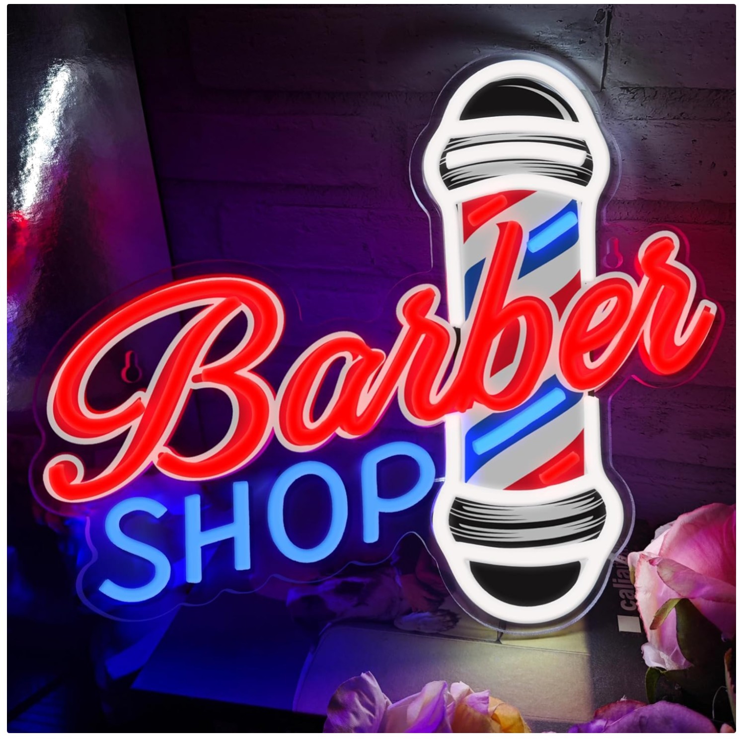 LED Barber Shop Neon Sign 13×11 Inches