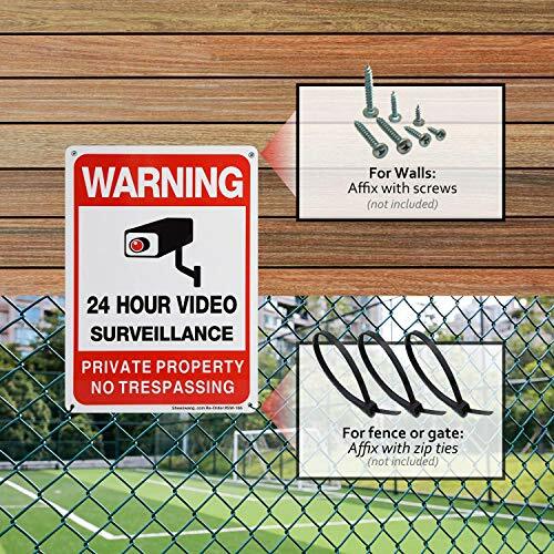 4-Pack Private Property No Trespassing Sign Video Surveillance Signs Outdoor