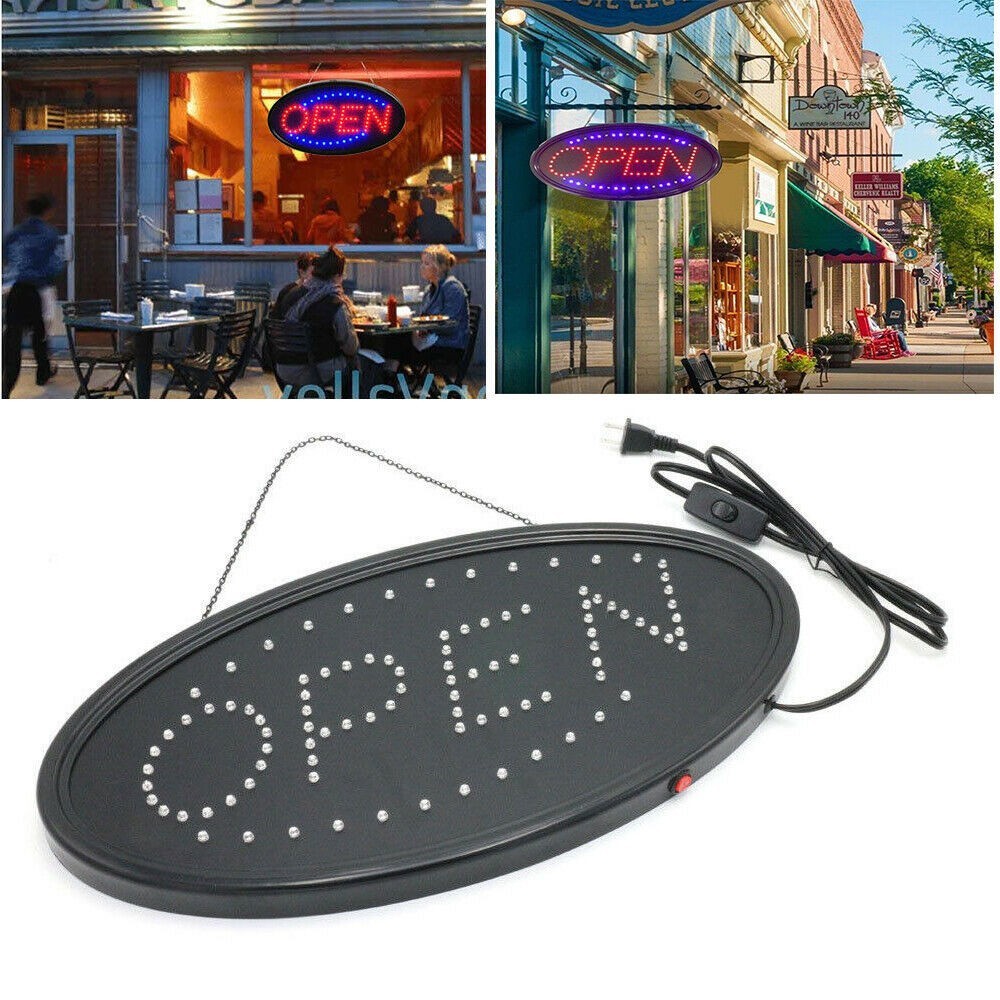 LED Open Sign 19x10in Flash Steady Neon for Business Wall Window Bar Shop Hotel
