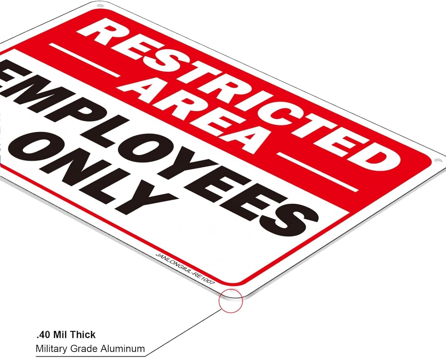 Restricted Employees Only Sign 7 x 10 Aluminum Metal Rust Free UV Protected