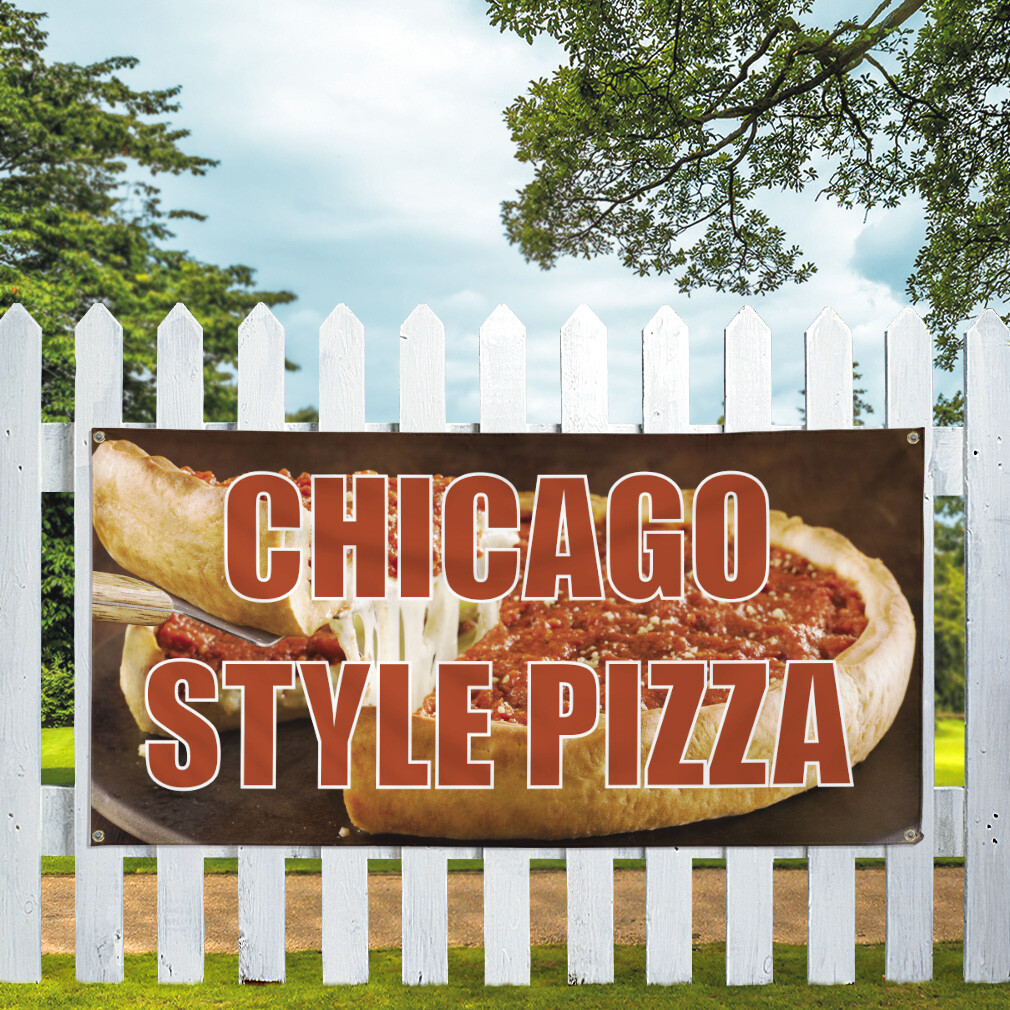 Vinyl Banner Multiple Sizes Chicago Style Pizza Advertising Printing B Outdoor