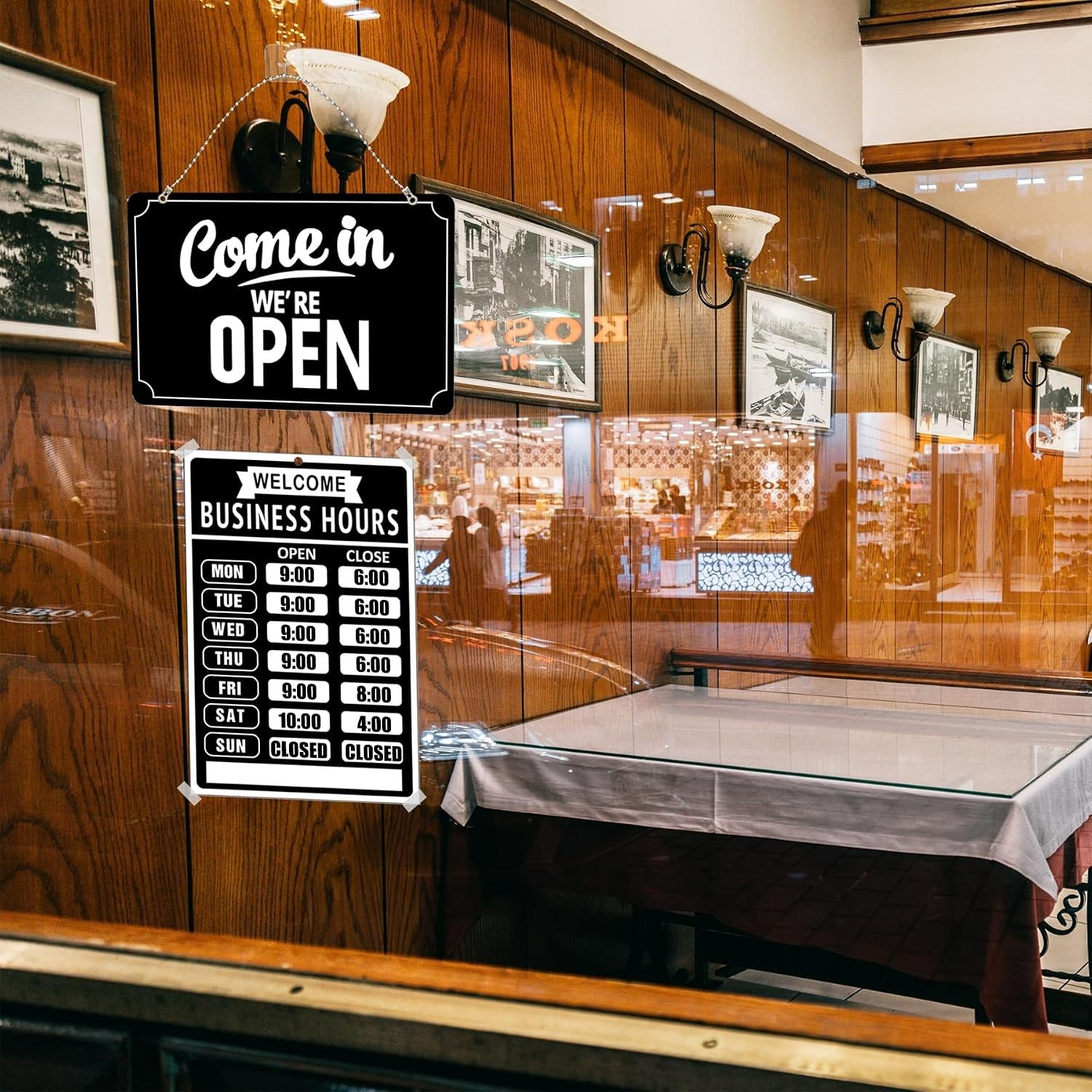 Open Closed Sign Set – Business Hours for Restaurants, Bars & Stores (12&Prime;x8&Prime;)