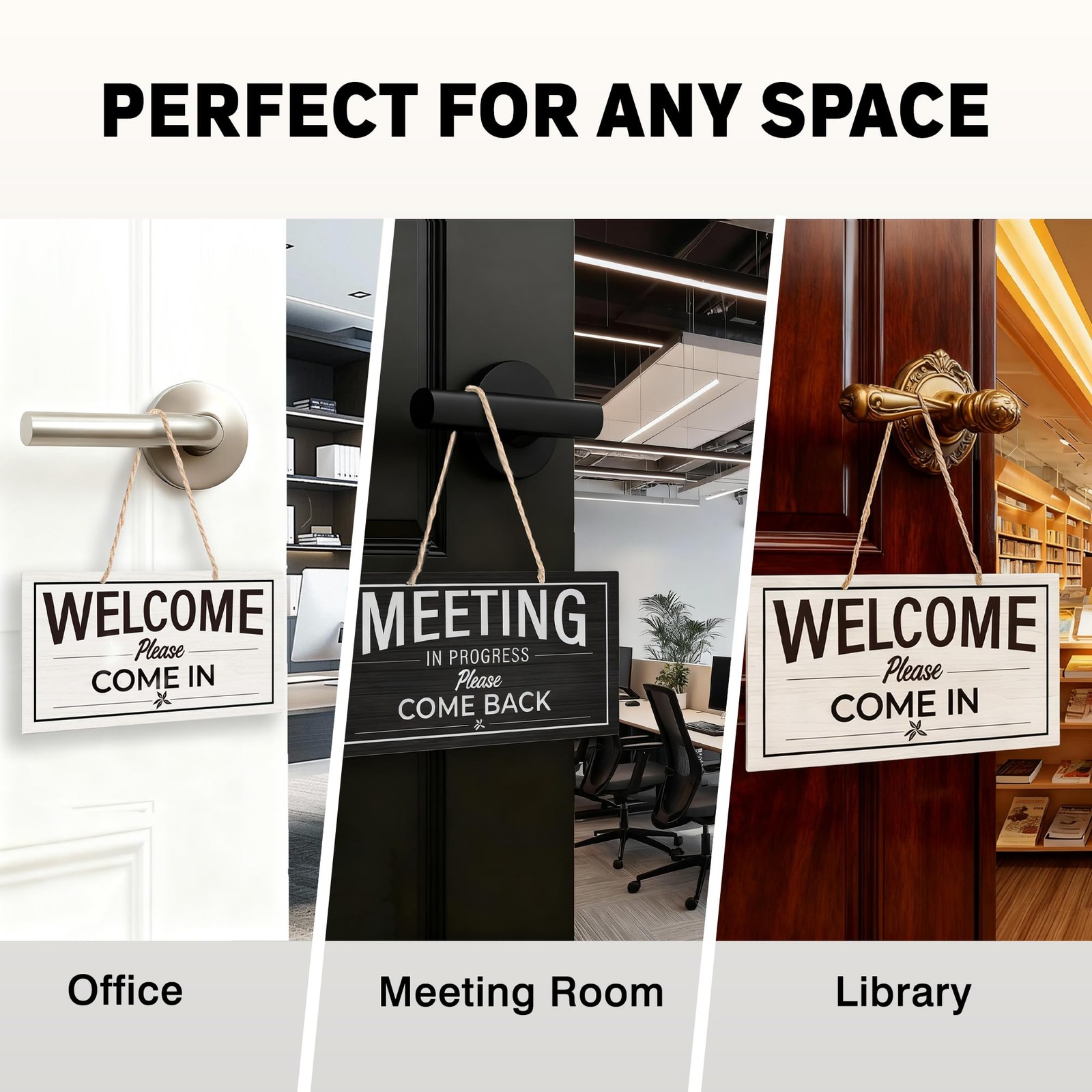 Double-Sided Office Door Hanger Sign, Acrylic “Welcome Please Come In” &“Meet…