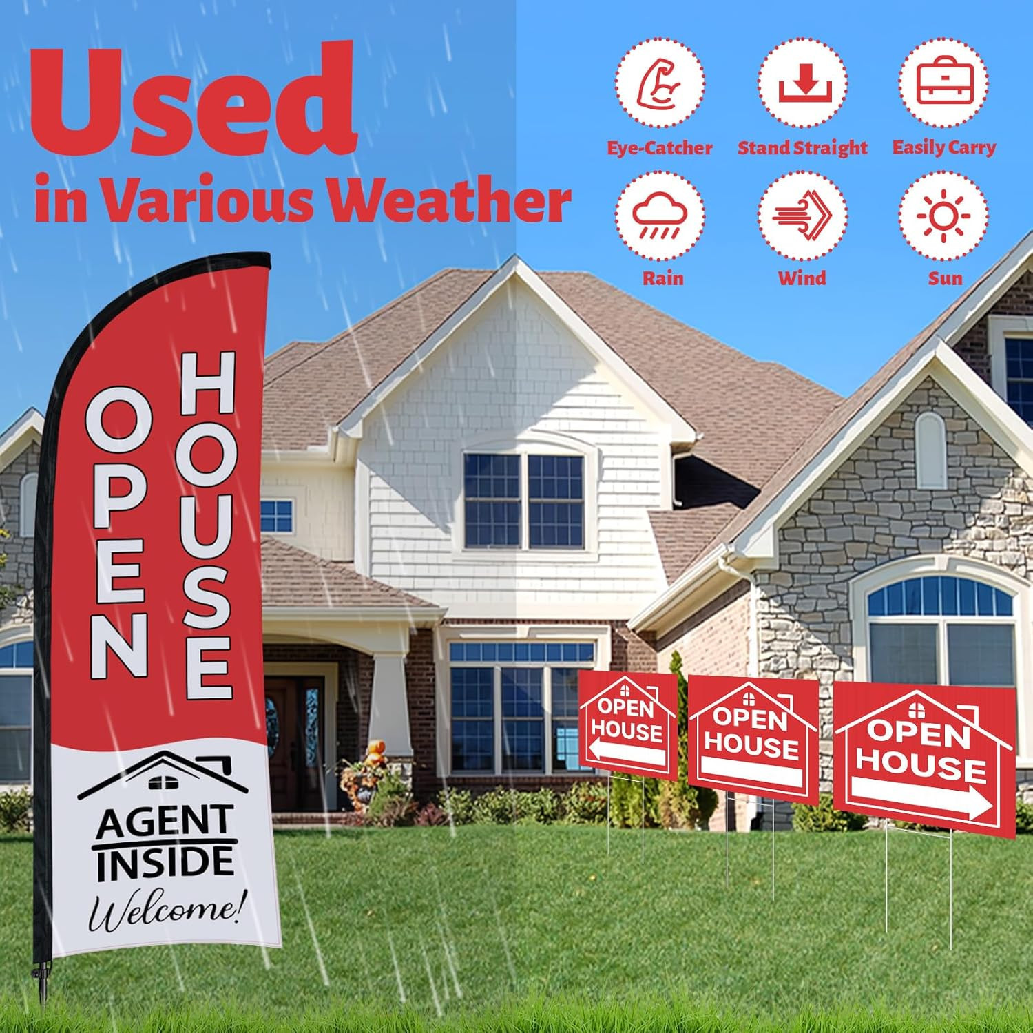 88 Pcs Open House Sign Kit with Flags, Yard Signs, and Balloons for Realtors