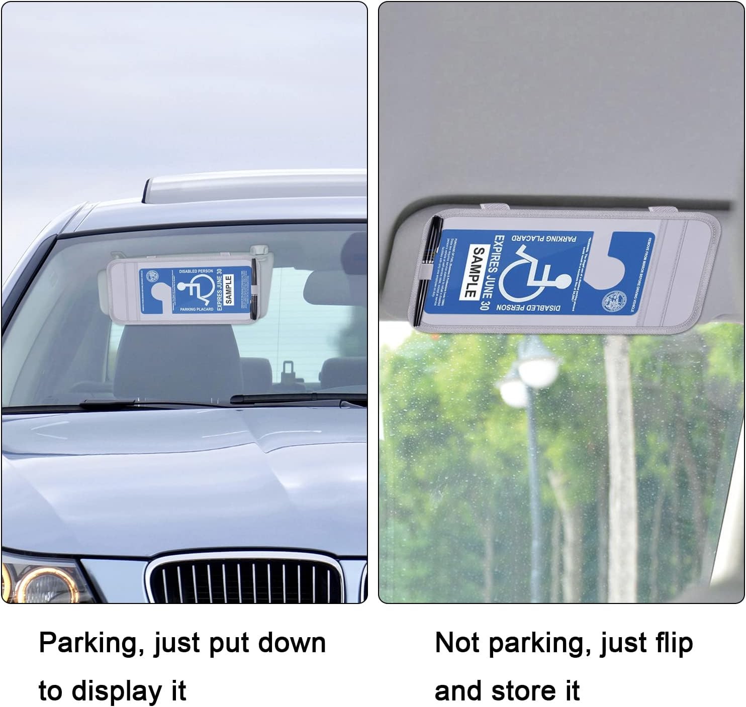 Handicap Placard Holder for Auto, Wisdompro Disabled Parking Permit Sign Gray