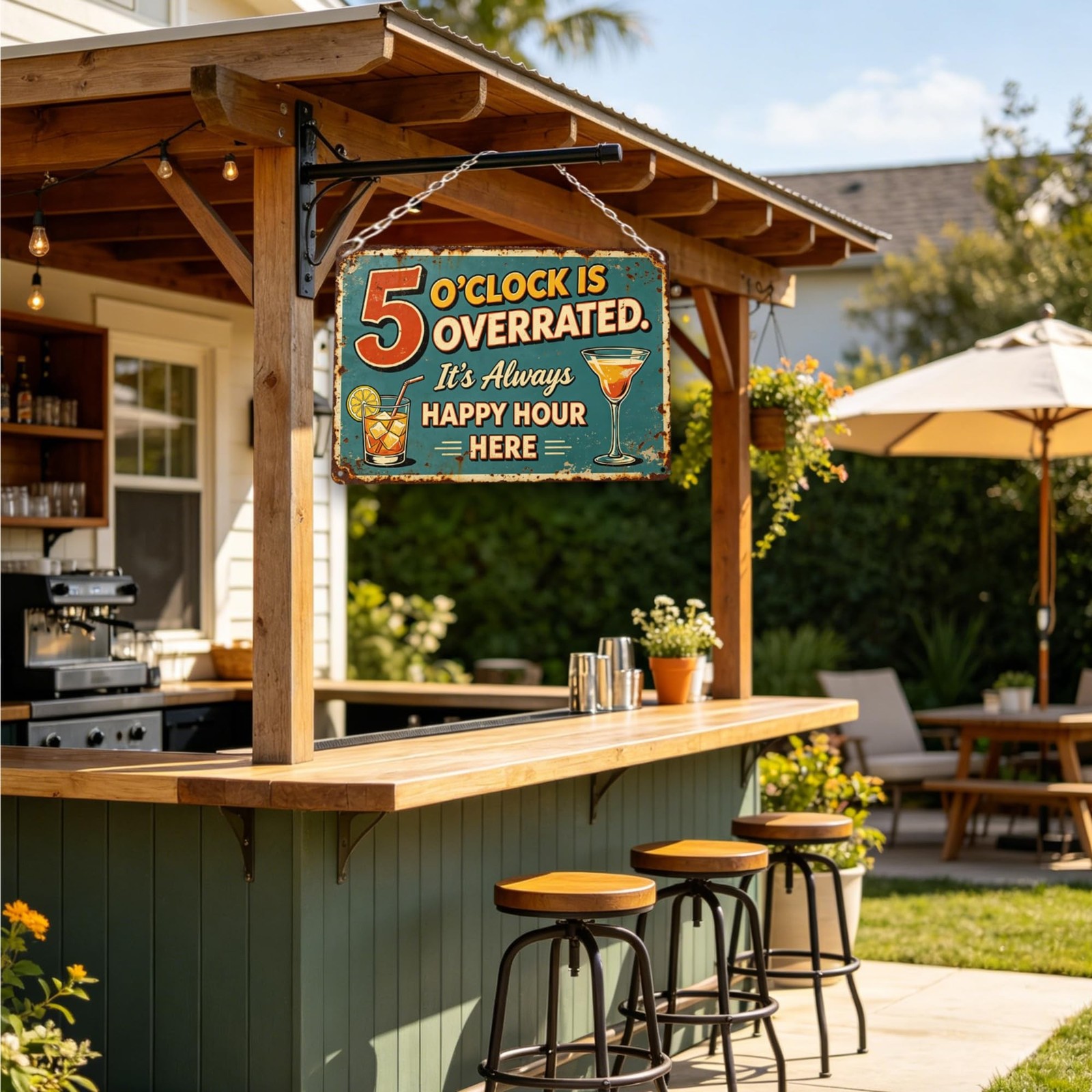 Retro Bar Aluminum Signs, It&rsquo;s Always Happy Hour Here 5 O&rsquo;clock Is Overrated,…