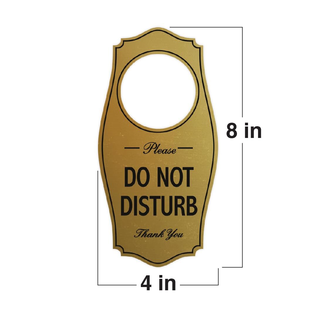 Do Not Disturb Door Hanger 4×8 Inch Black Gold Sign Privacy Notice 1 Pack