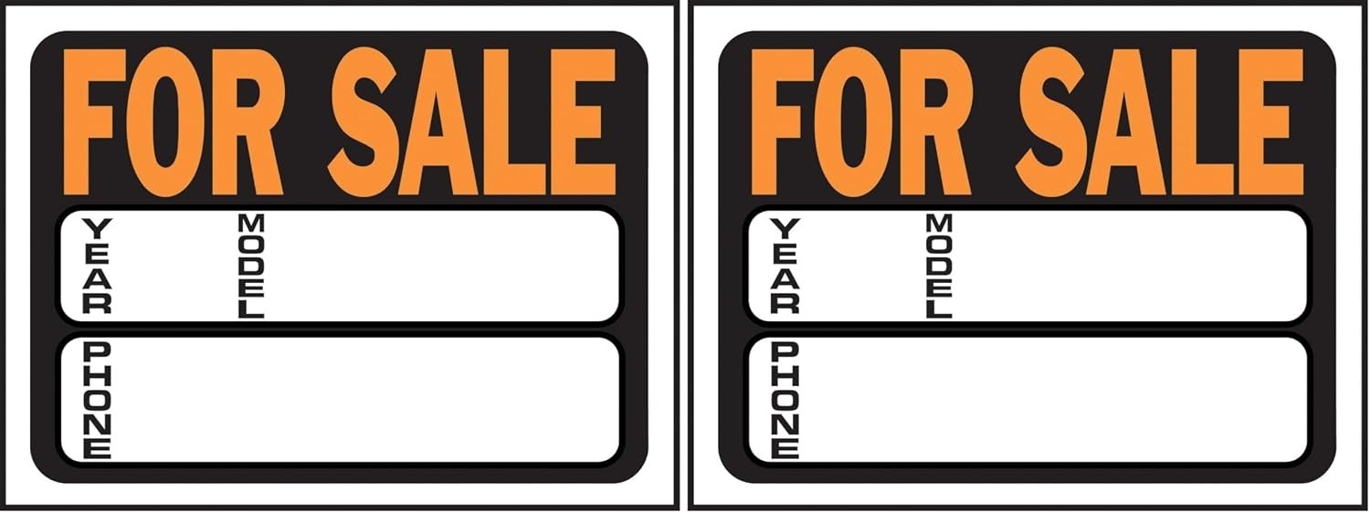Pack of 2 Versatile &lsquo;For Sale&rsquo; Plastic Signs 12&Prime; x 8.5&Prime; – Mount Anywhere