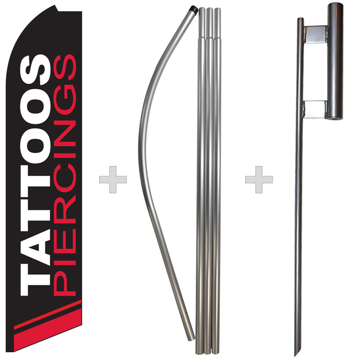 Tattoos & Piercings 15&prime; Tall Swooper Flag & Pole Kit Feather Super Banner