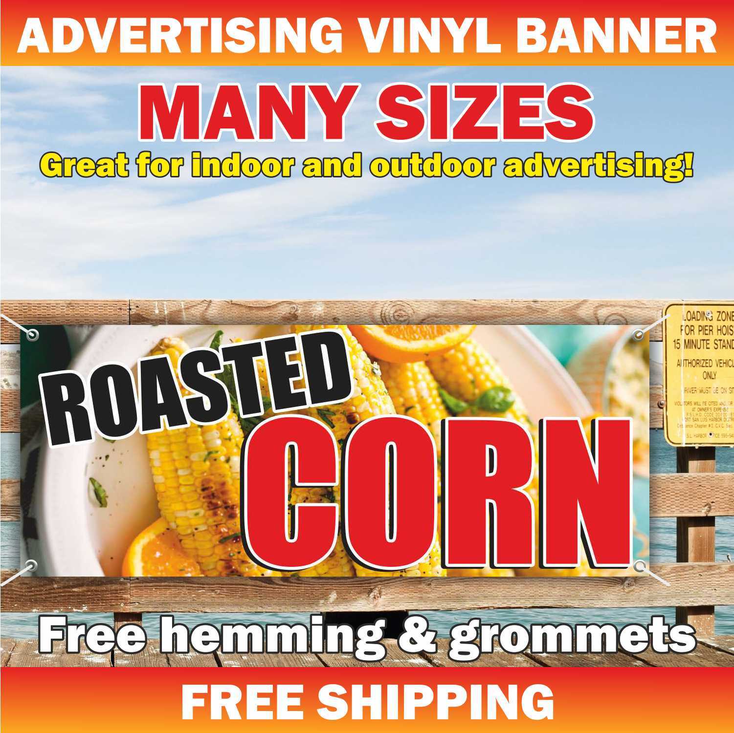 ROASTED CORN Advertising Banner Vinyl Mesh Sign cob sweet corn grilled food bar