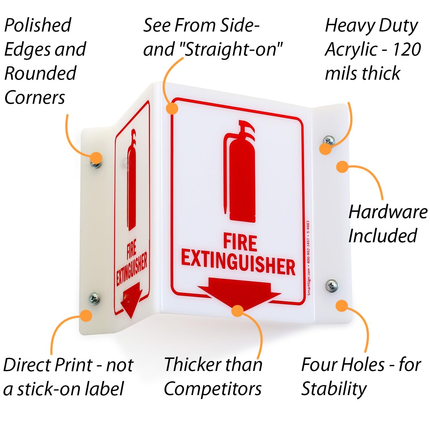 1 PCS 5×6 Inch Acrylic Fire Extinguisher Projecting Sign For Safety Wall
