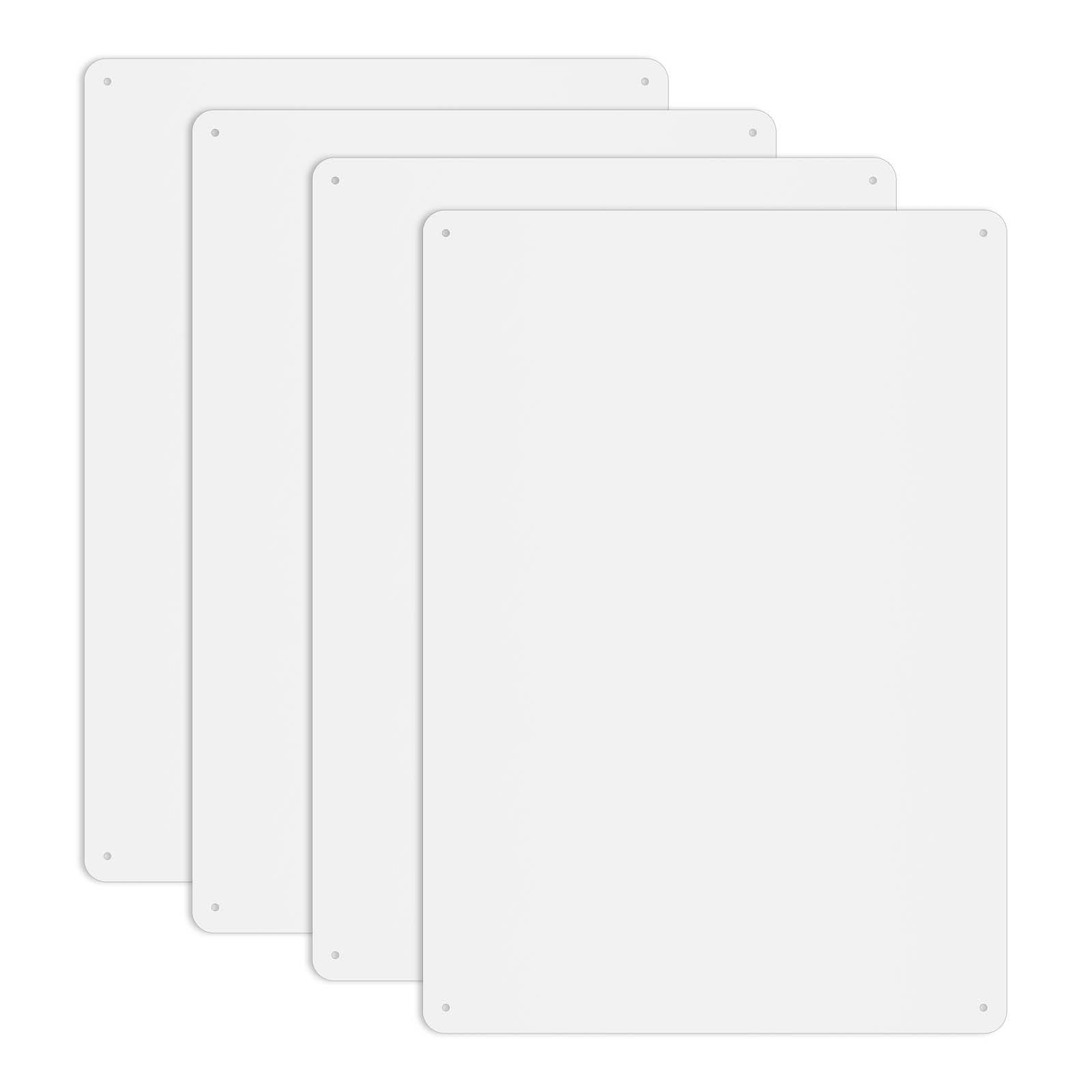 4 Pack White Sign Blanks, 14 x 10 Inches, Sturdy Rust Free Aluminum Metal Sig…