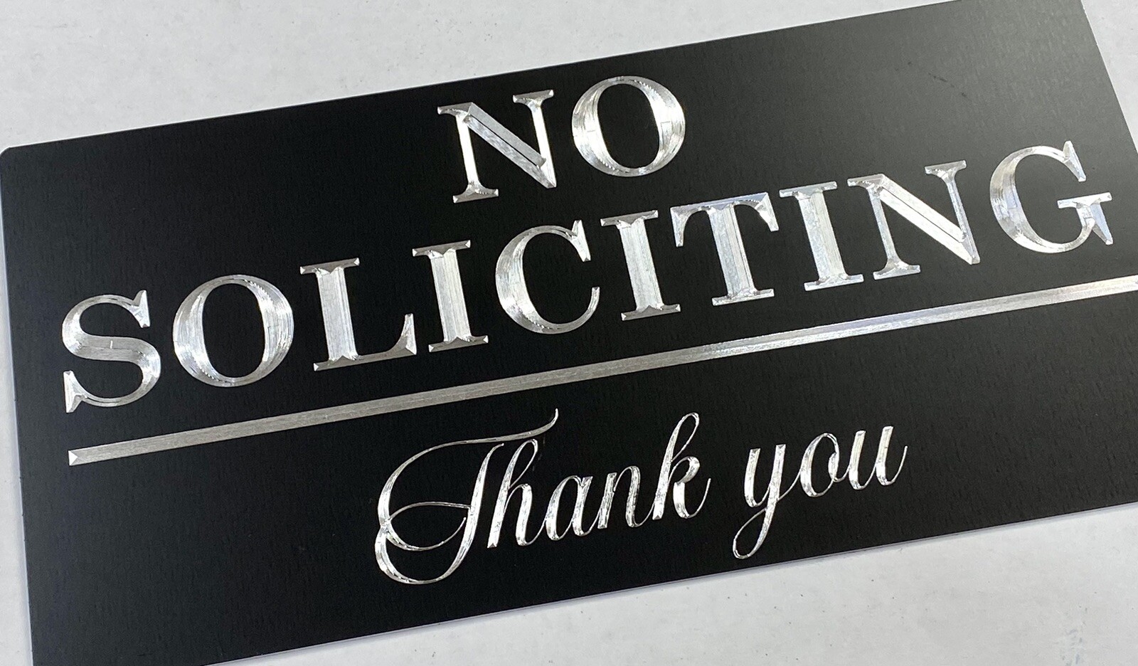 Engraved No Soliciting Company Business Metal House Outdoor Sign 12×6 Plaque