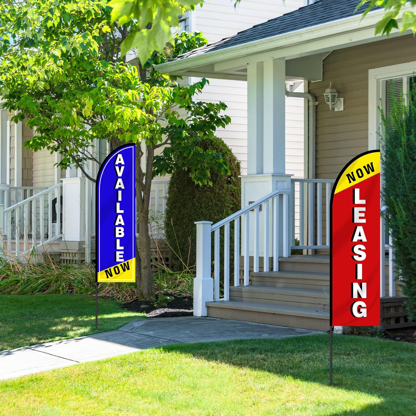 2 Pcs Now Leasing/available 7 ft Swooper Feather Flags Set Advertising Flag B…