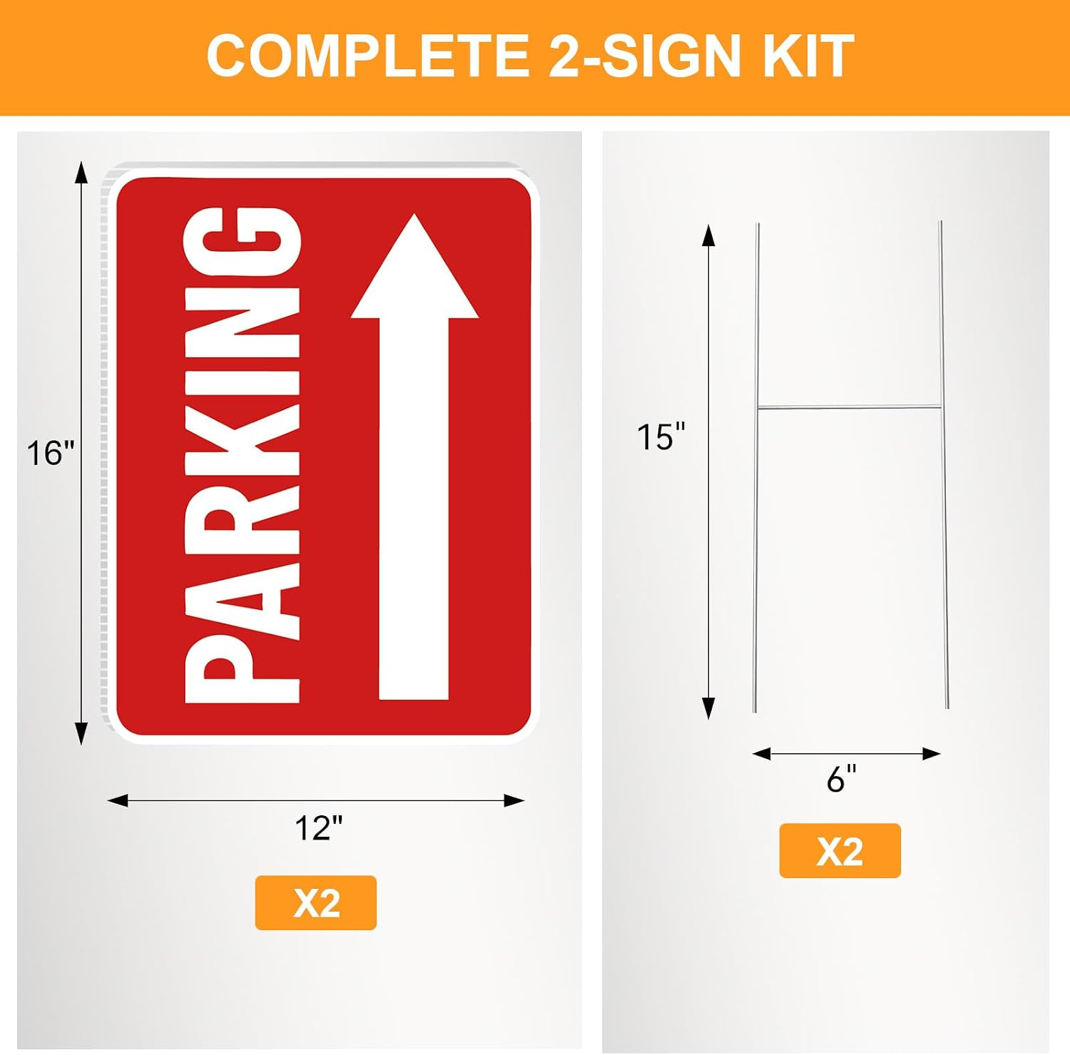 Parking Sign 2 Pack, 16&Prime;X12&Prime; Parking Signs for outside Event, Double Sided Water
