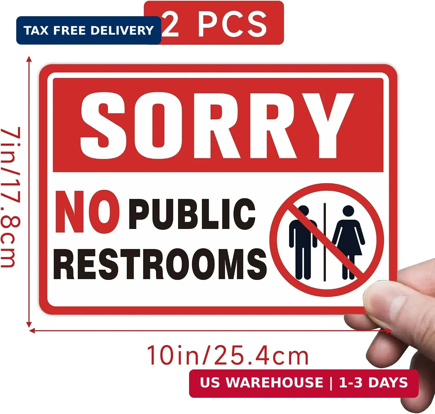 2PCS No Public Restroom Signs for Business, Self Adhesive Weatherproof Vinyl Sor