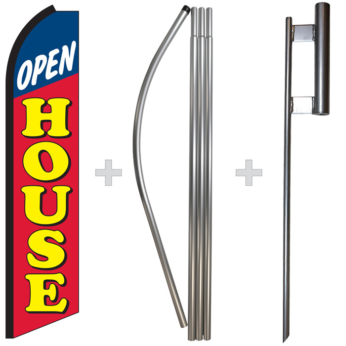 Open House 15&prime; Tall Swooper Flag & Pole Kit Feather Super Banner