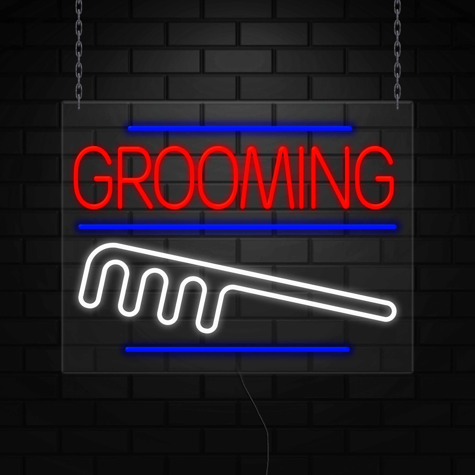Grooming Sign for Business Displays | LED Flex Neon | 31&Prime;W x 24&Prime;H x 1&Prime;D