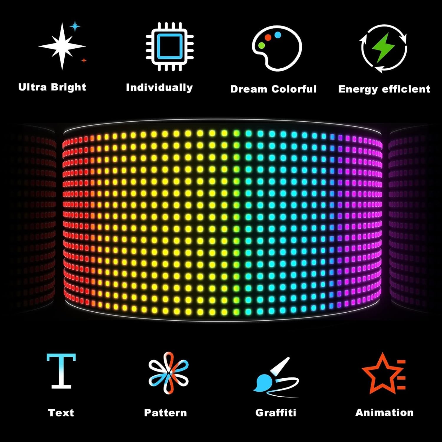 15 »x4 » RGB LED Sign with App Control – Waterproof for Indoor & Outdoor Use