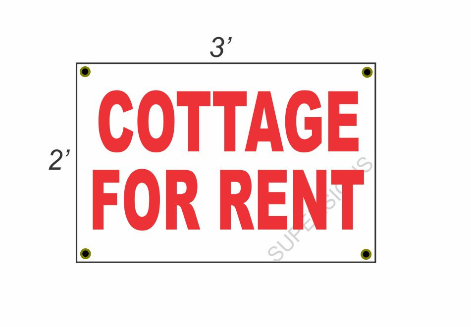 2×3 COTTAGE FOR RENT Red & White Banner Sign NEW Discount Size & Price FREE SHIP