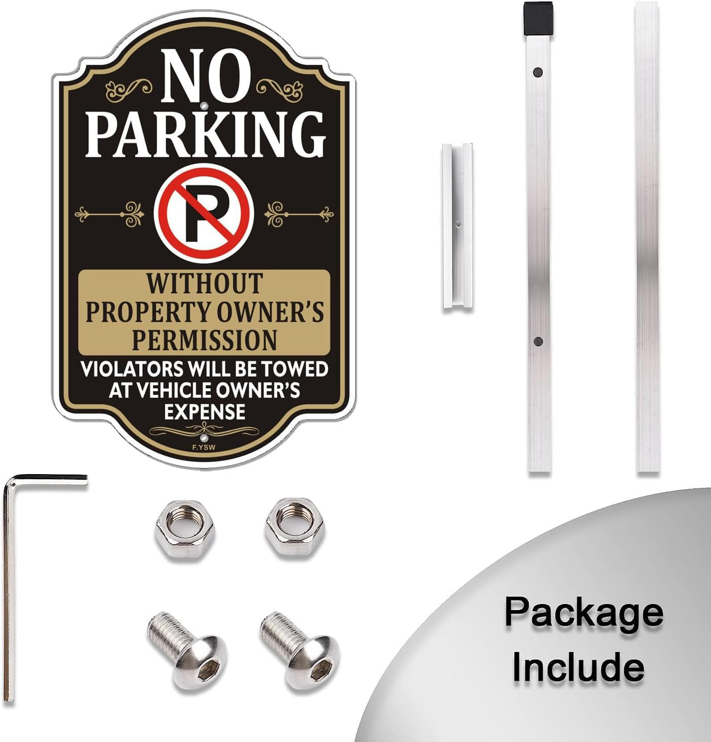 No Parking Without Permission Sign with Metal Stakes – 12&Prime; x 8