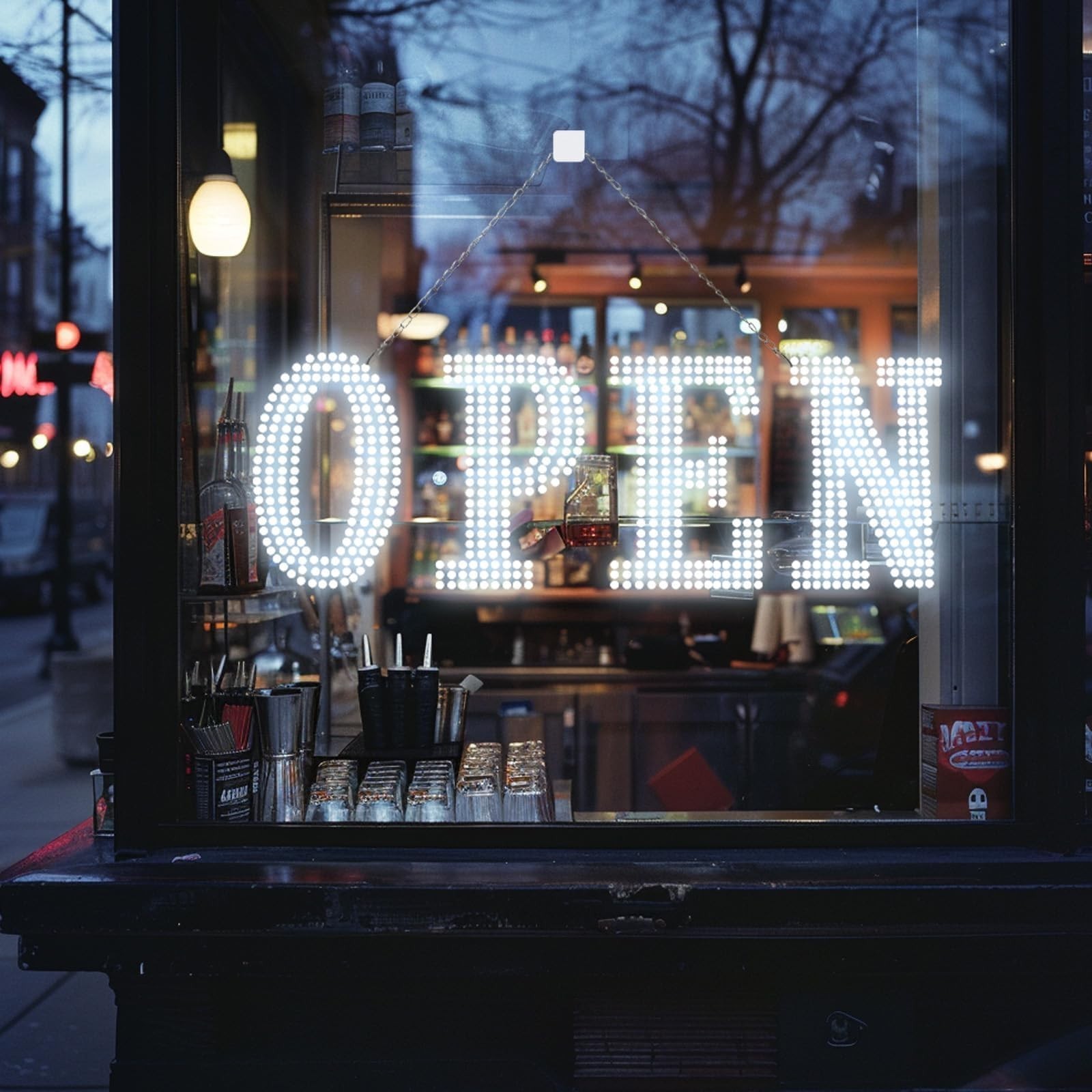 Large LED Open Sign for Business – 30&Prime;x10&Prime; Bright Flashing Remote Control, 14 Mo