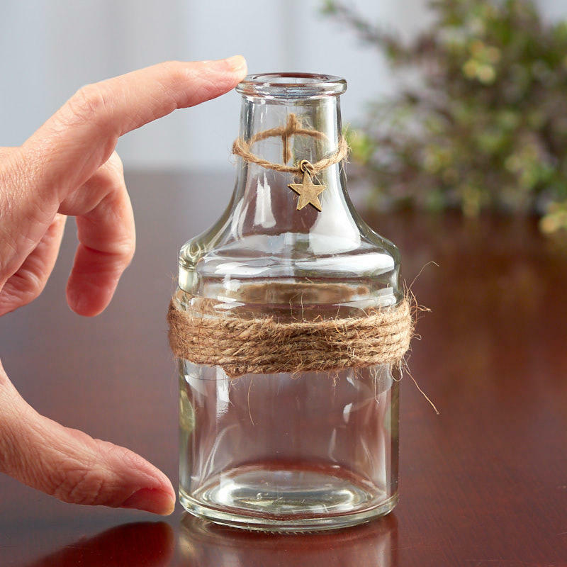 Jute and Star Embellished Glass Apothecary Bottle | 6 Pieces