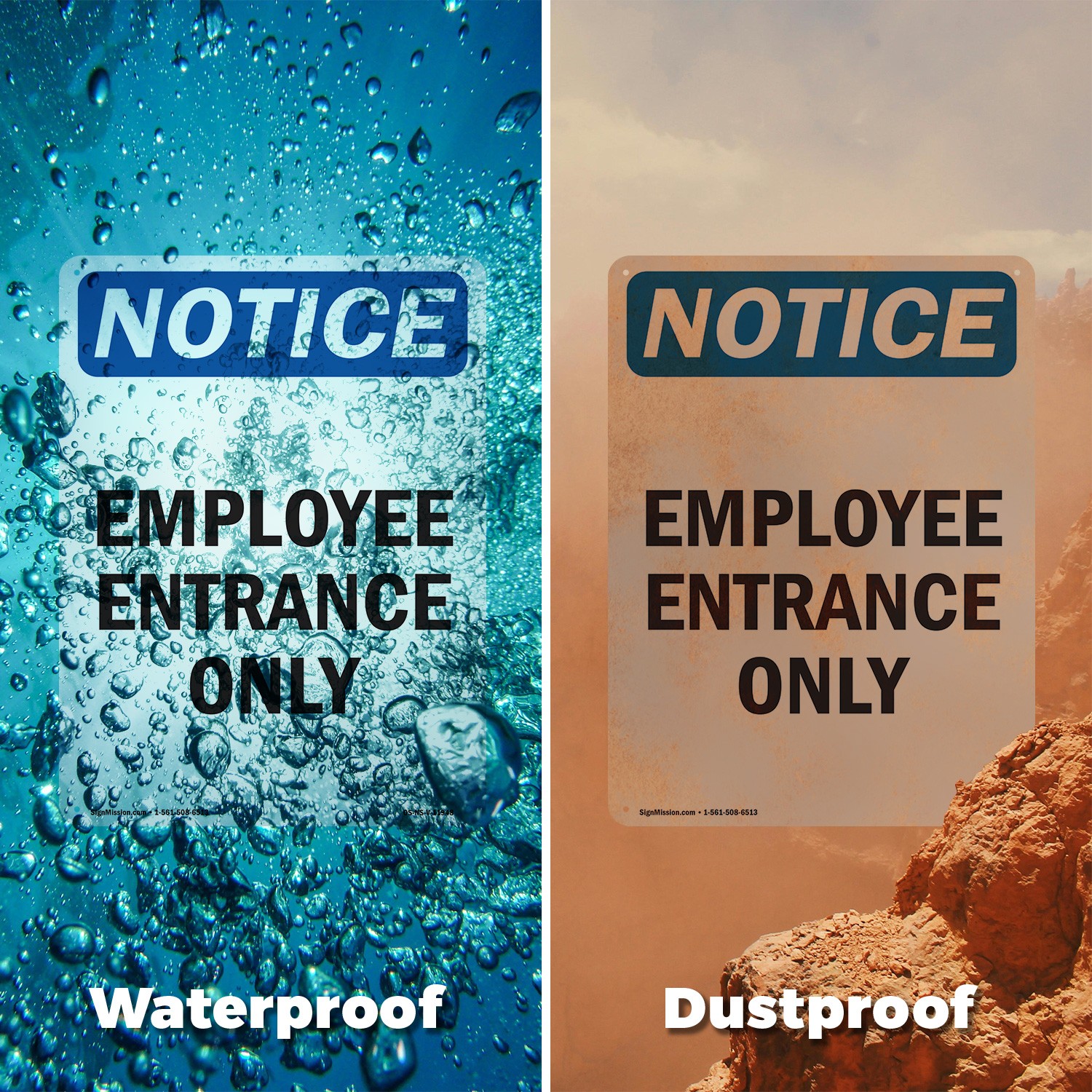 Employee Entrance Only OSHA Notice Sign Metal, Plastic, Or Decal – 5 or 10 Pack