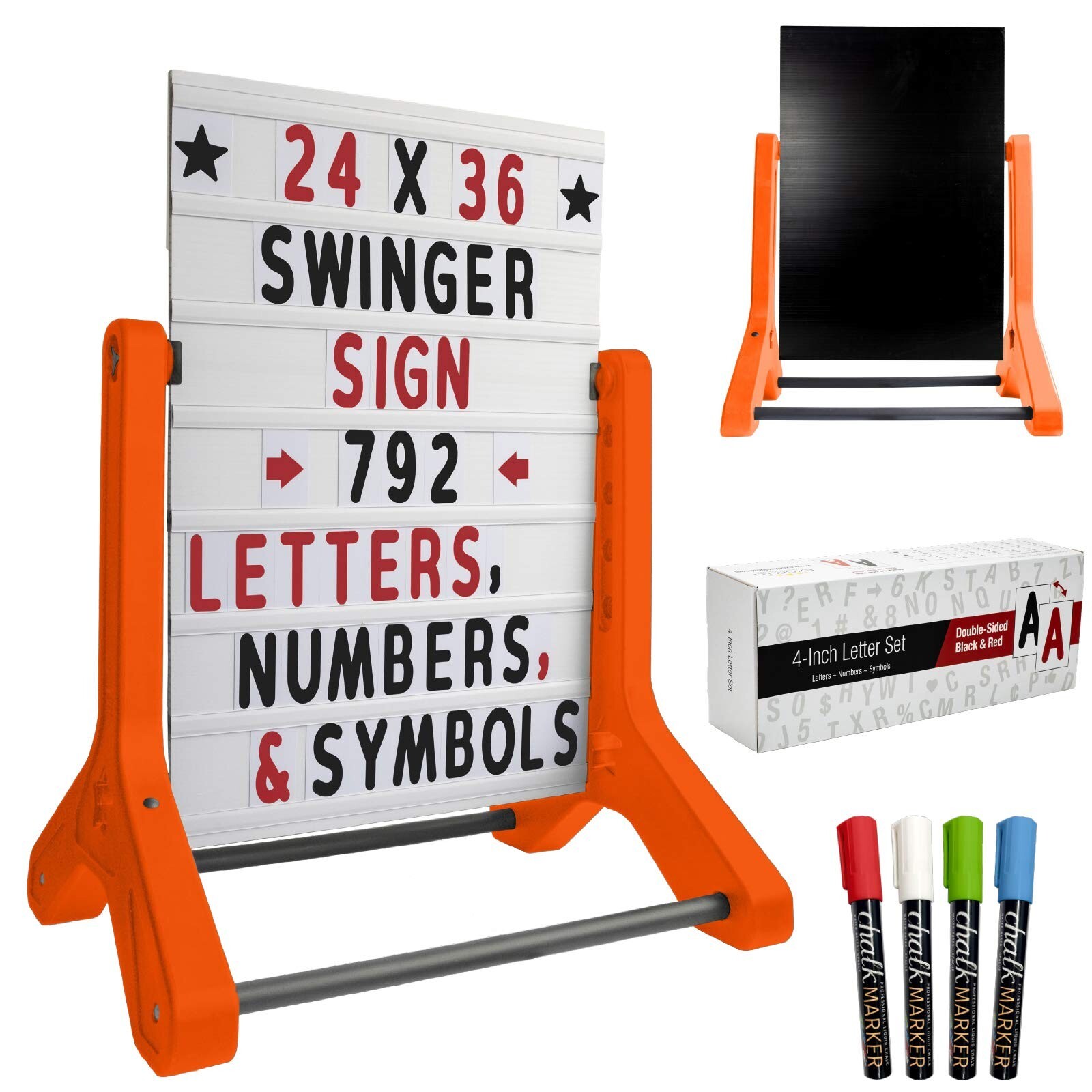EXCELLO GLOBAL PRODUCTS Swinging Changeable Message Sidewalk Sign: 24&Prime; x 36&Prime; …