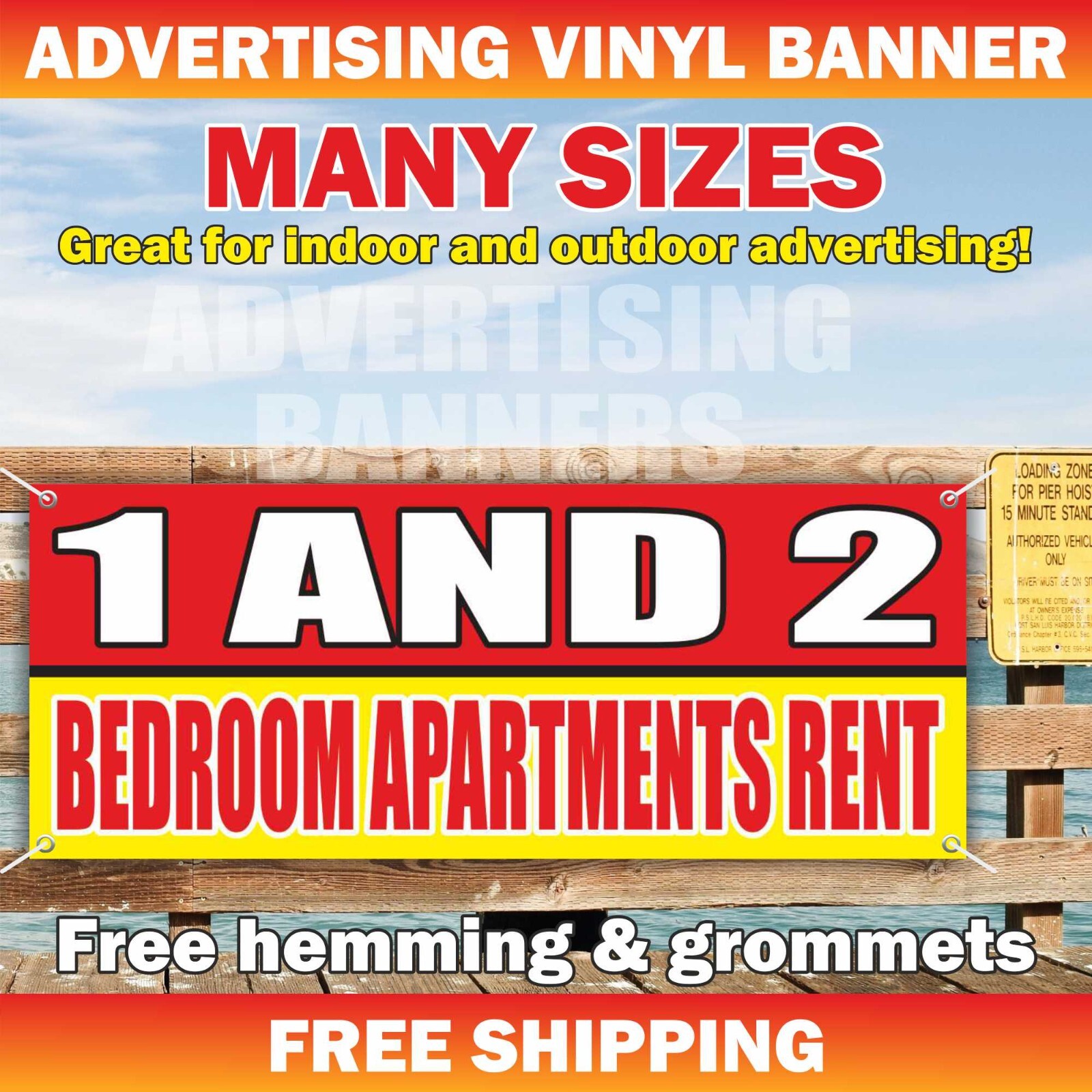 1 AND 2 BEDROOM APARTMENTS RENT Advertising Banner Vinyl Sign Realtor Office