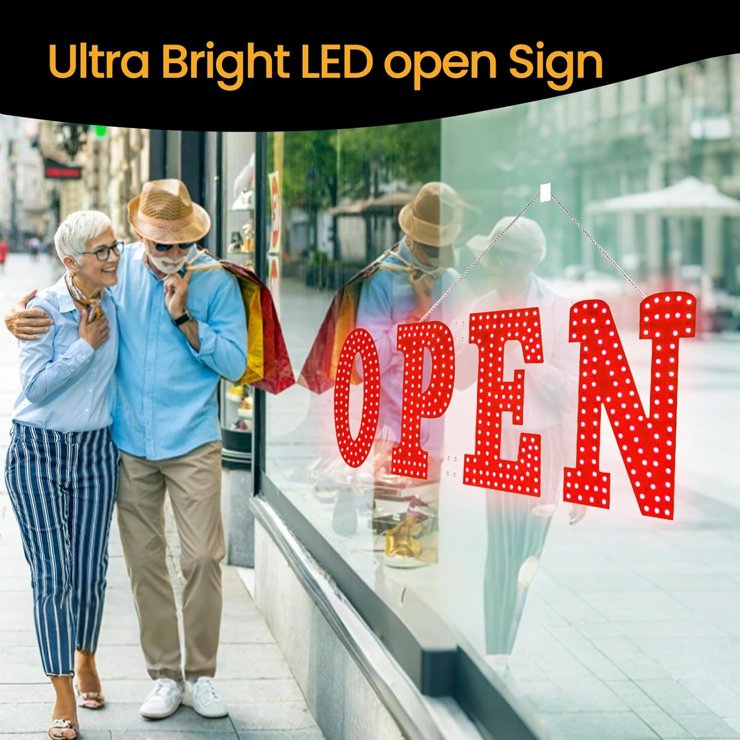 Dimmable 7-Color LED Open Sign 30&Prime;X10&Prime; for Stores, Restaurants, and Bars